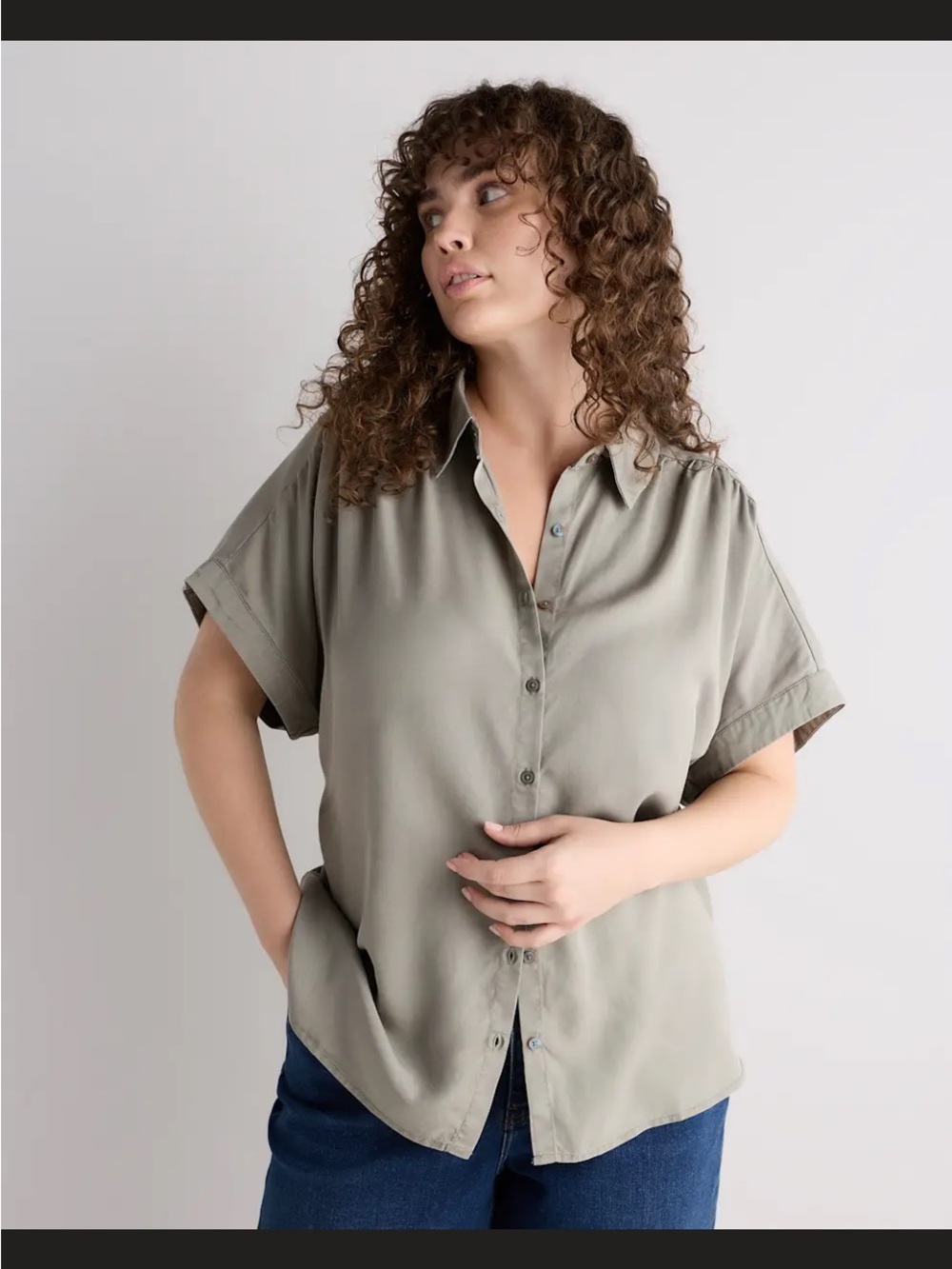 Quince camp shirt Relaxed Short-Sleeve Button-Down Top - Stone